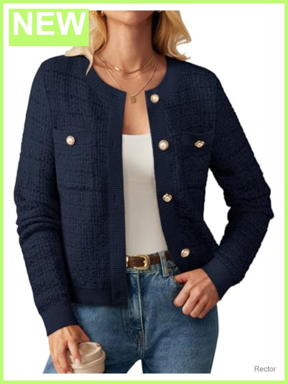 Women's Textured Knit Button Cardigan Long Sleeve Sweater with Pockets